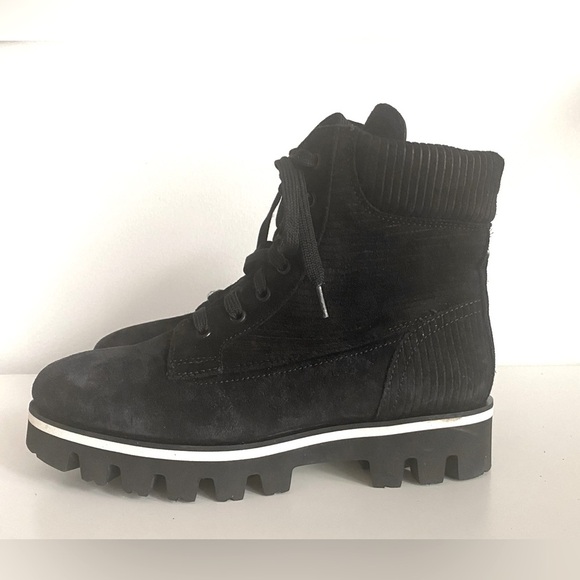 AQUATALIA “Myla” corduroy suede combat ankle boots black - Picture 5 of 12